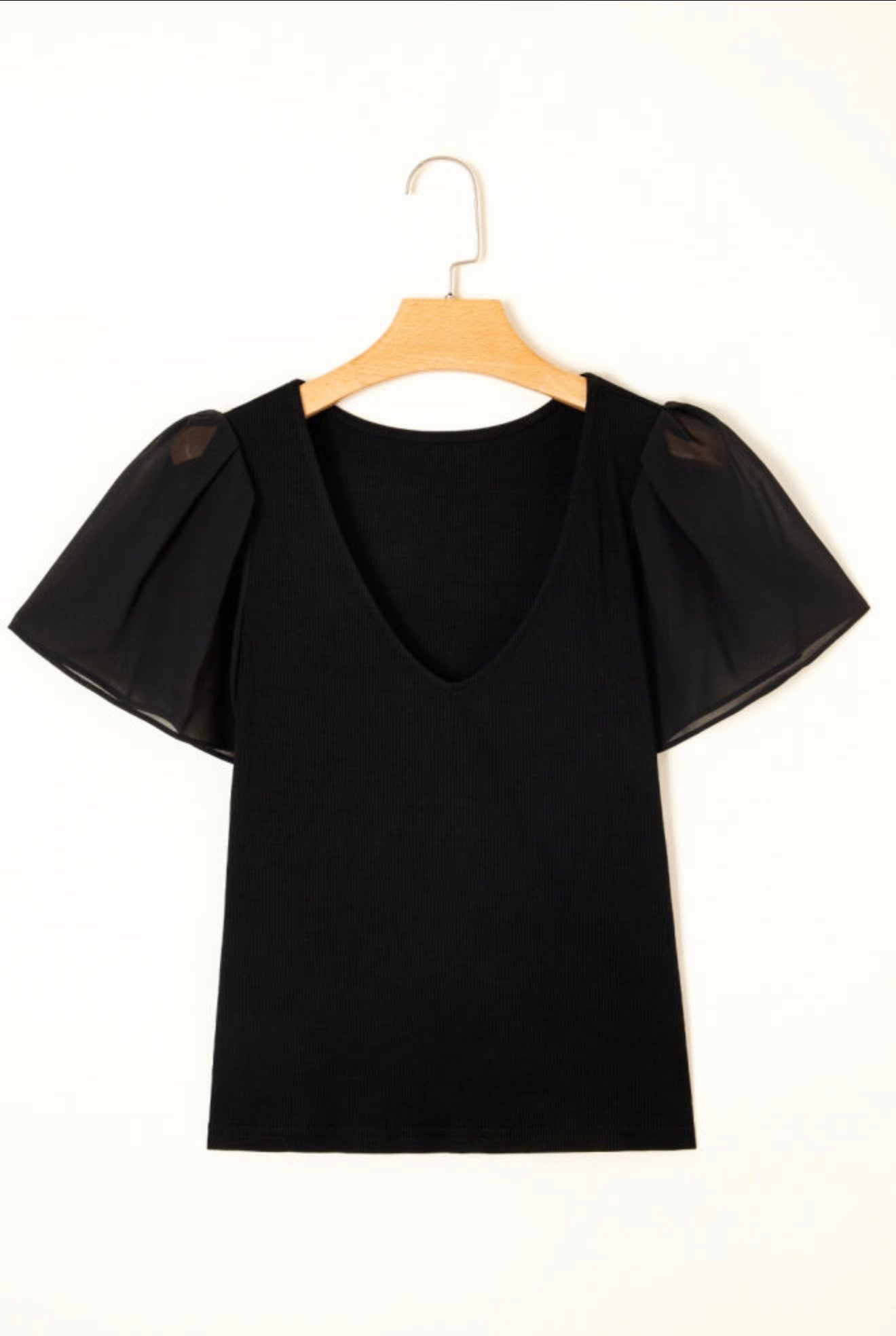 The Flutter Sleeve Top Black