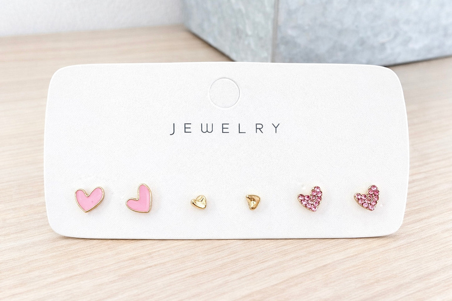 Heartfelt Trio Stud (Pink/Gold)