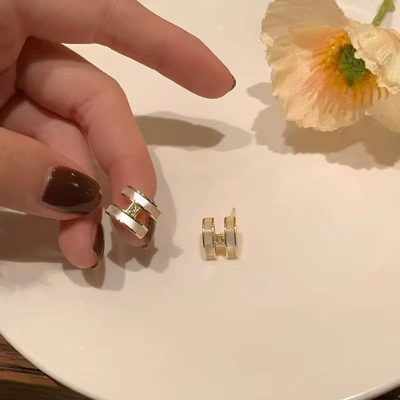 Luxe “H” Enamel Hoop Earrings