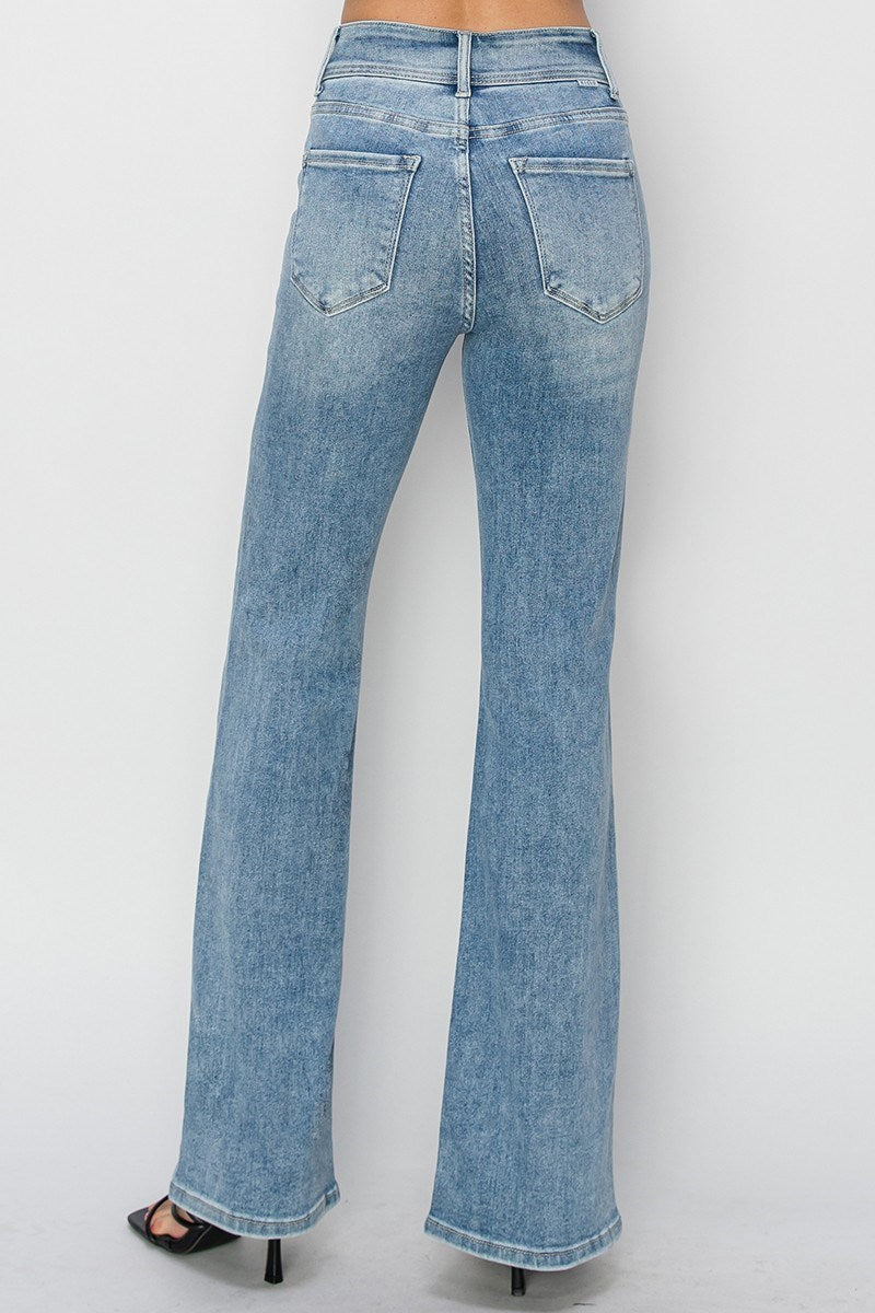 RISEN - HIGH RISE ANKLE STRAIGHT FRONT OPEN SLIT JEANS