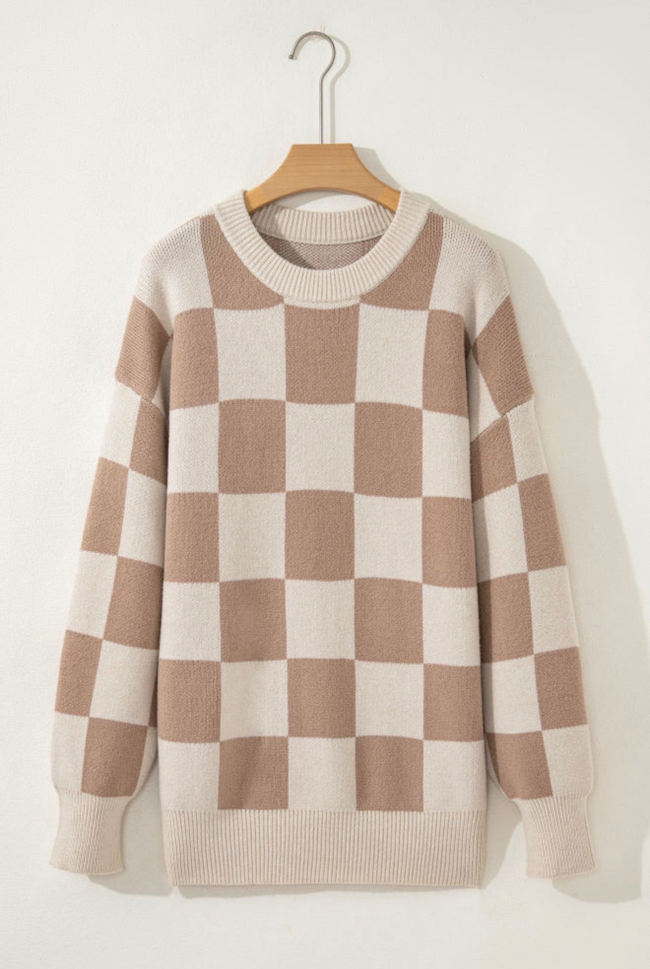 Cream & Latte Check Sweater