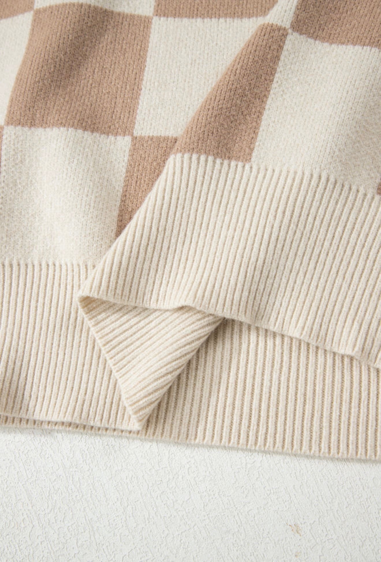 Cream & Latte Check Sweater