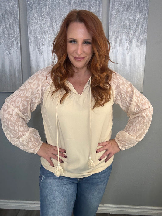 Blush Breeze Chiffon Sleeve Blouse