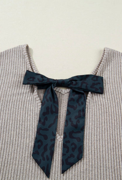 Chic Bow-Back Rib Knit Sweater