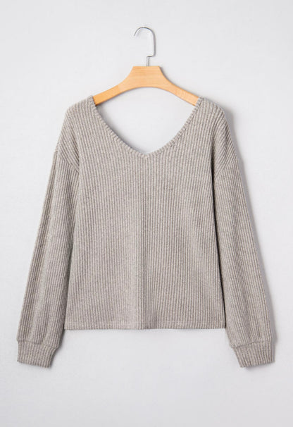 Chic Bow-Back Rib Knit Sweater
