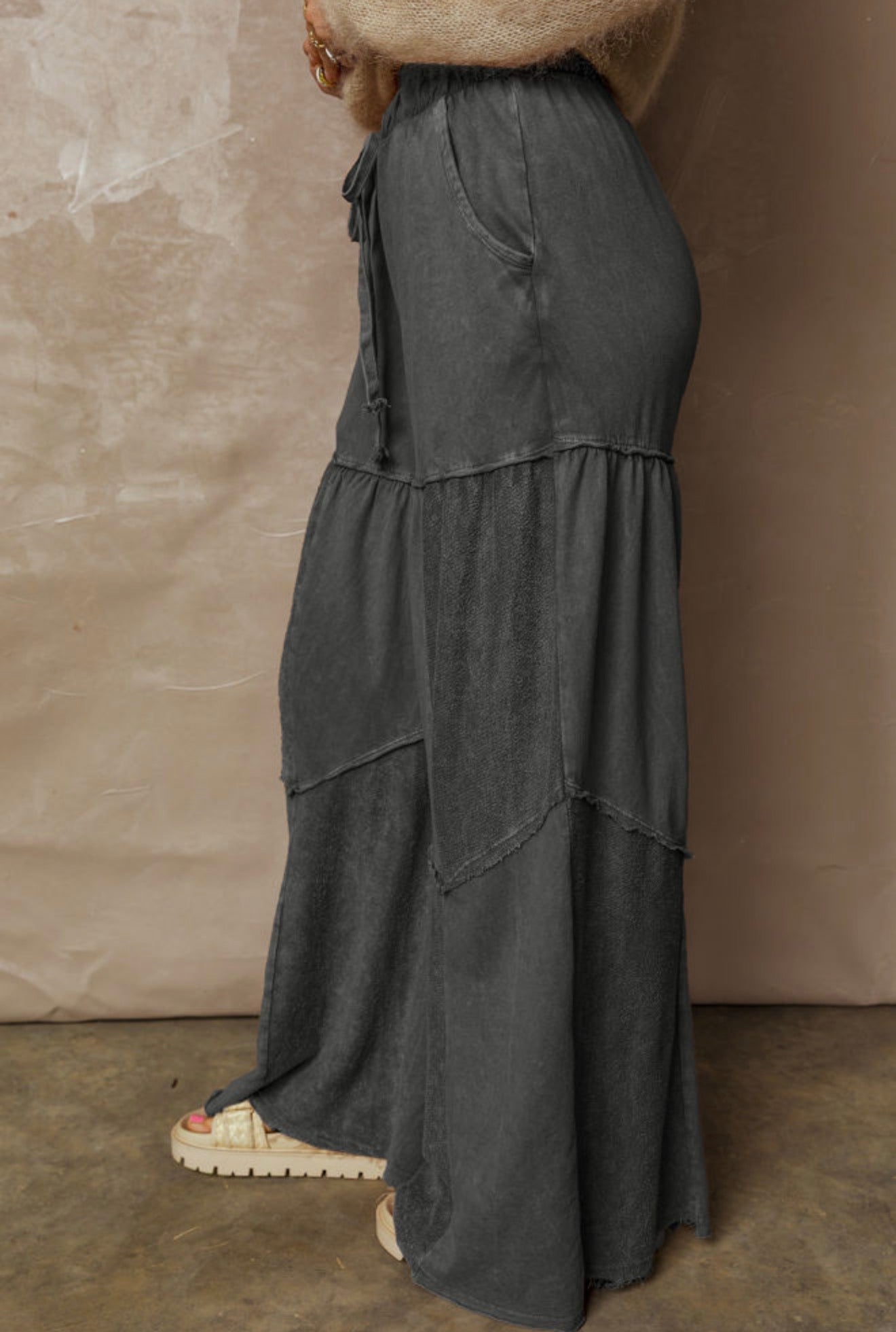 Washed Boho Wide-Leg Pants