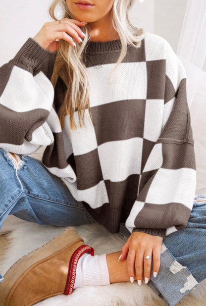 Mocha Check Cozy Knit