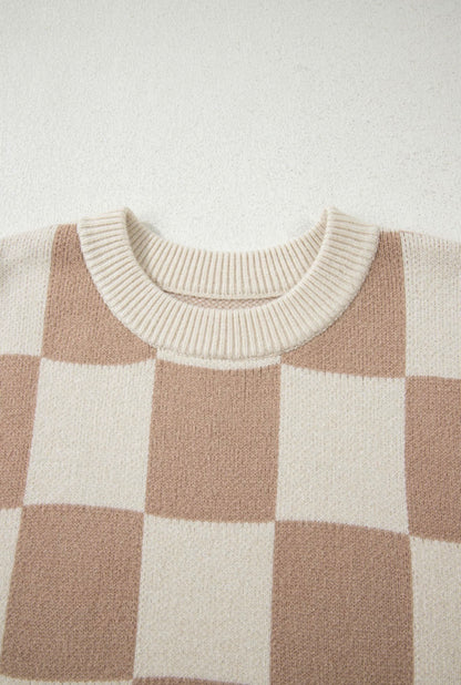 Cream & Latte Check Sweater