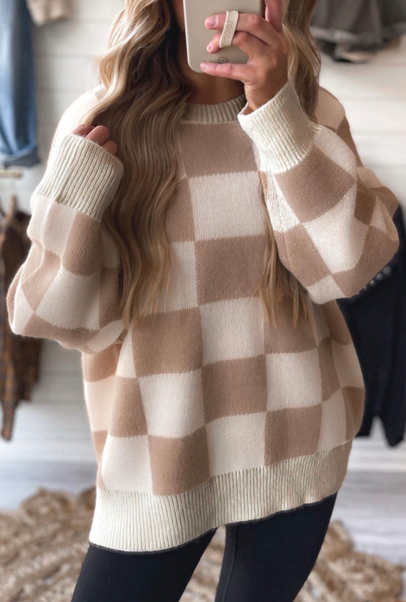 Cream & Latte Check Sweater