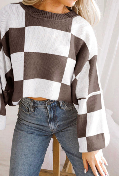 Mocha Check Cozy Knit