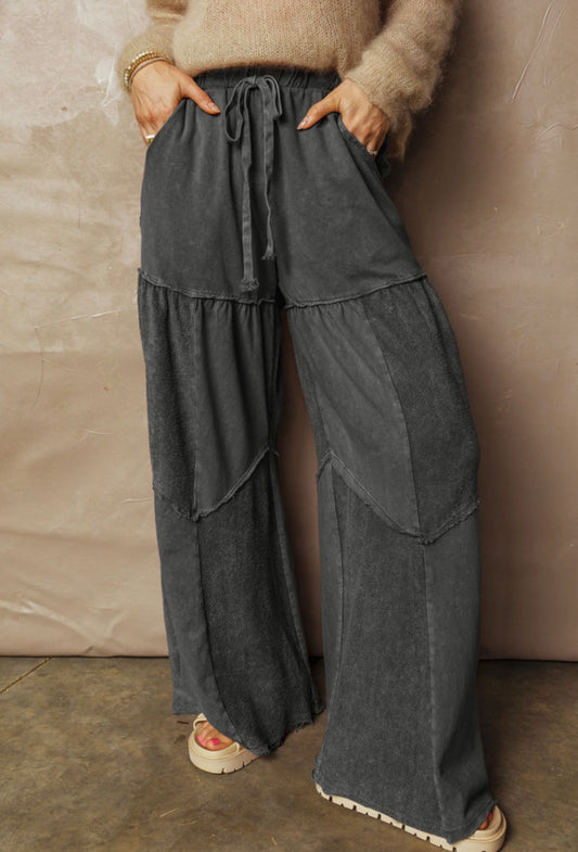 Washed Boho Wide-Leg Pants
