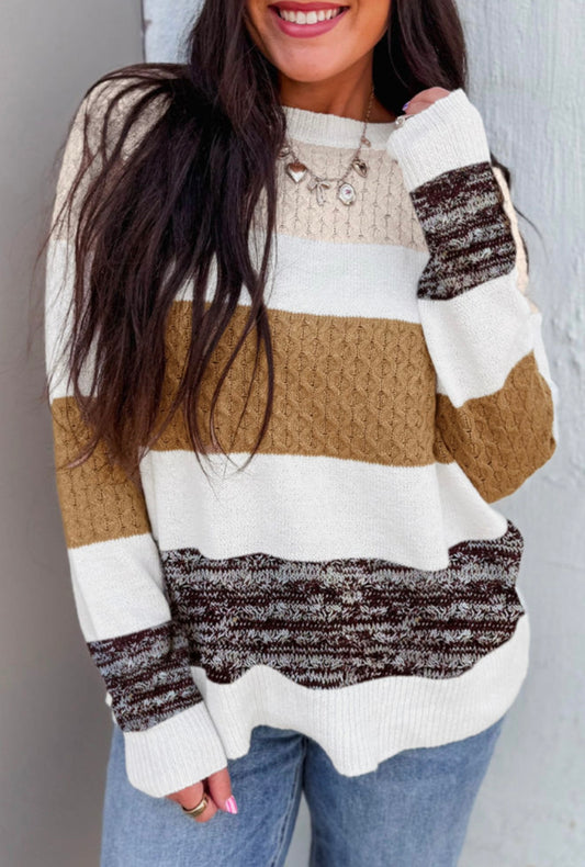 Caramel Mix-Knit Sweater