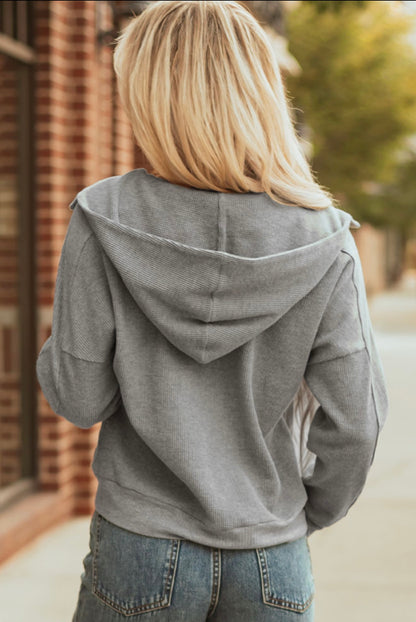 Cozy Button-Zip Waffle Jacket