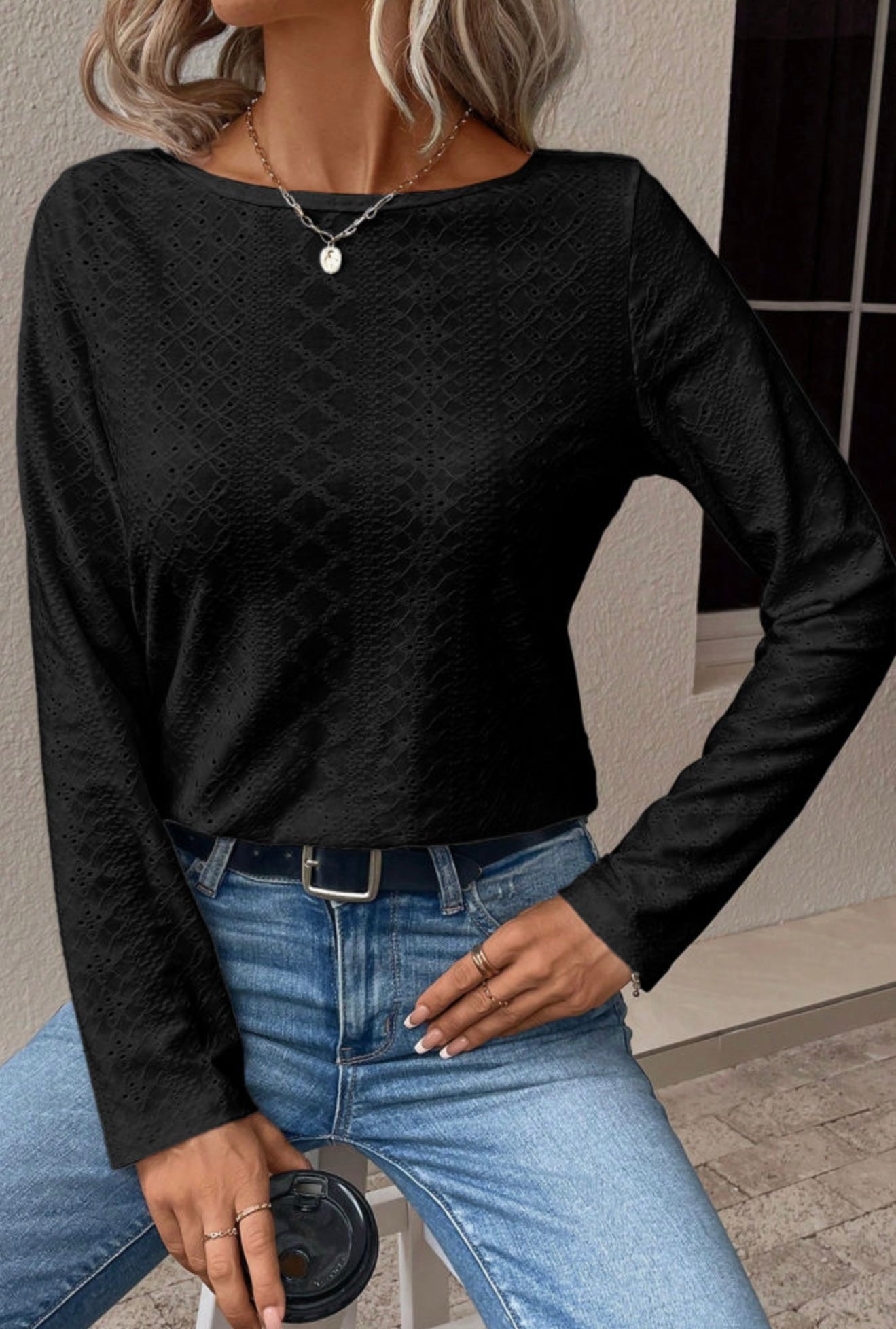 Black Quilted Lace Back