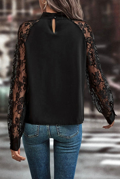 Midnight Lace Keyhole Blouse