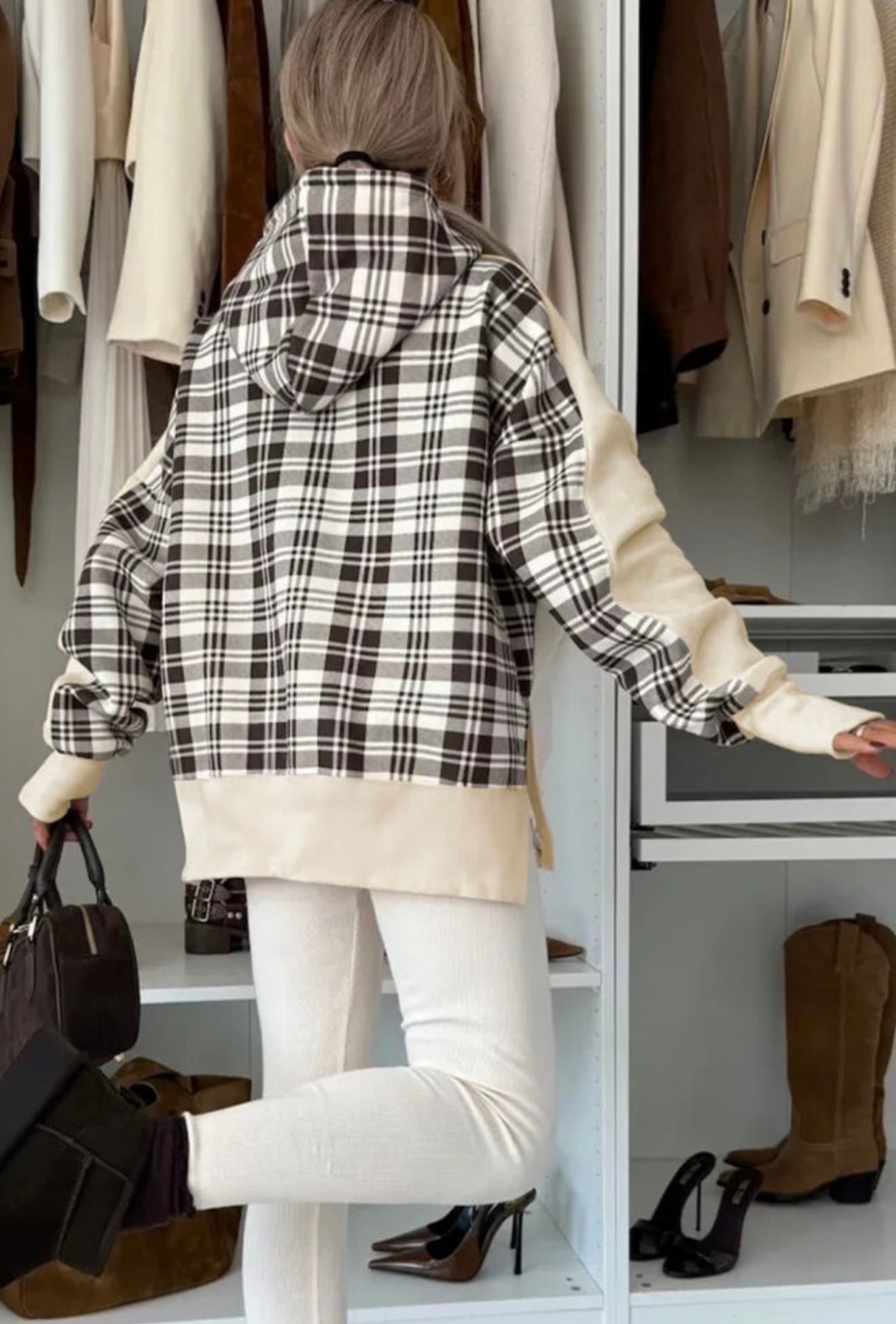 Cozy Contrast Plaid Hoodie