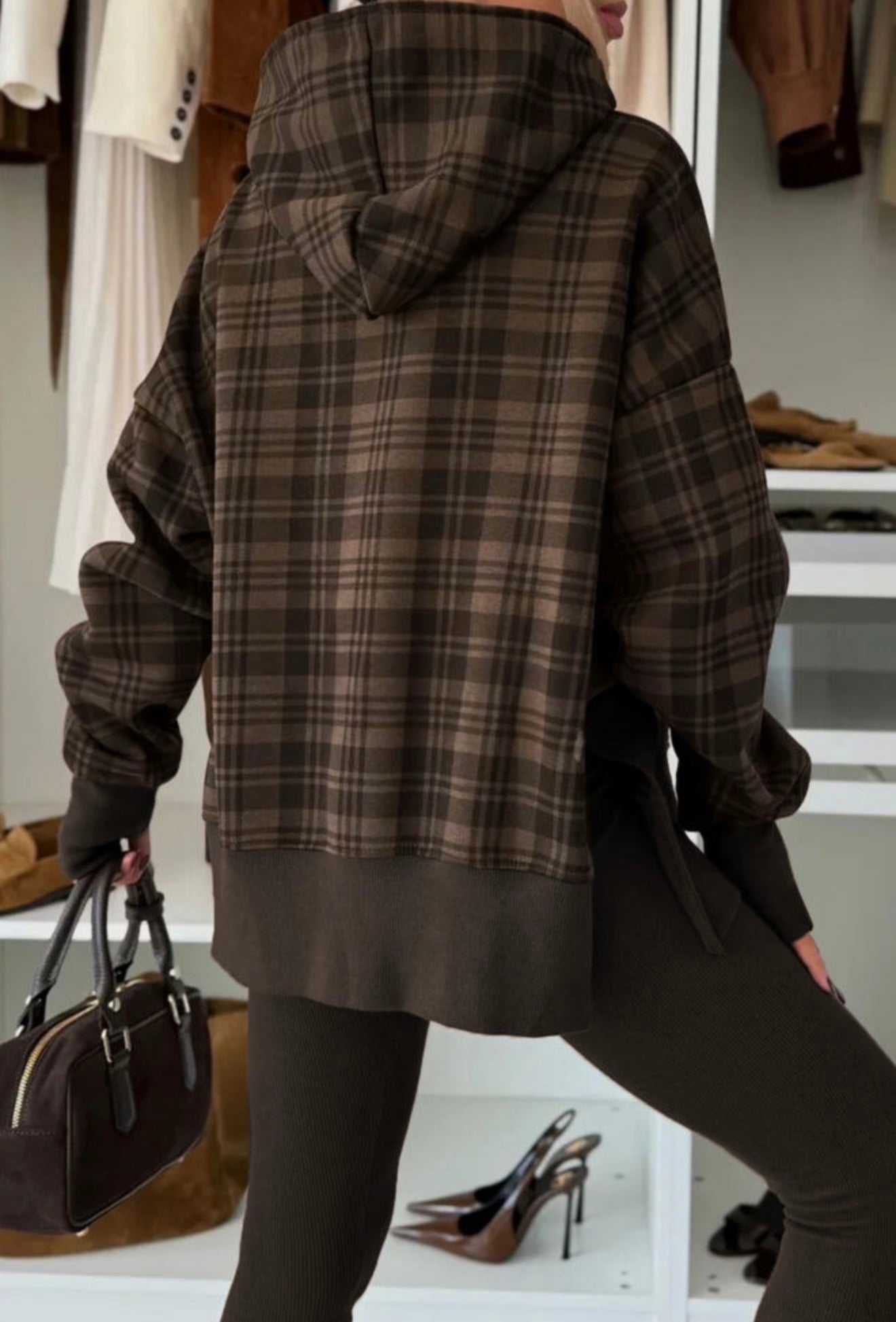 Cozy Contrast Plaid Hoodie