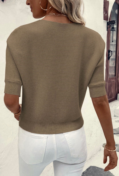 Effortless Elegance Boat Neck Knit Top