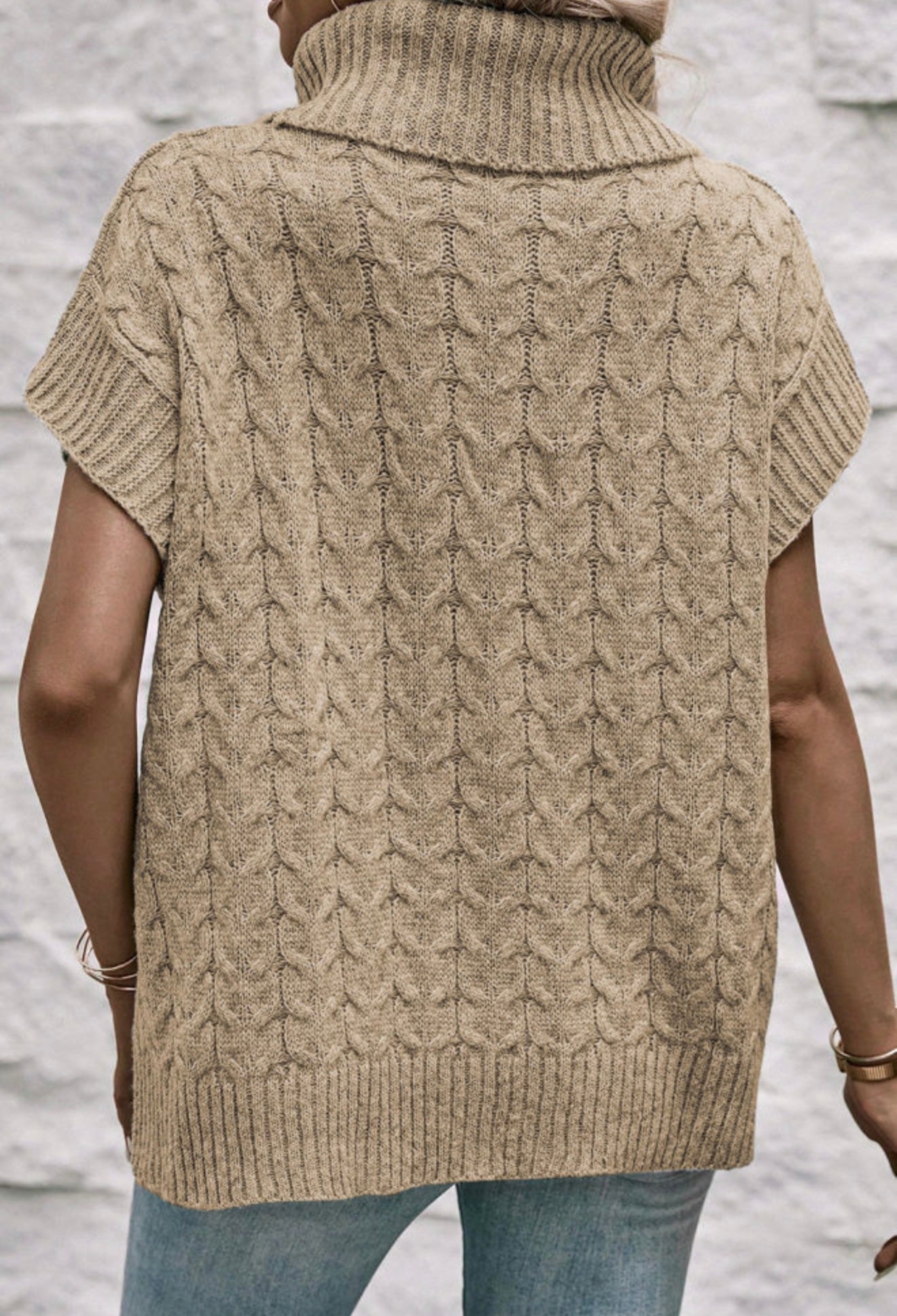 Sleeveless Batwing Turtleneck Sweater