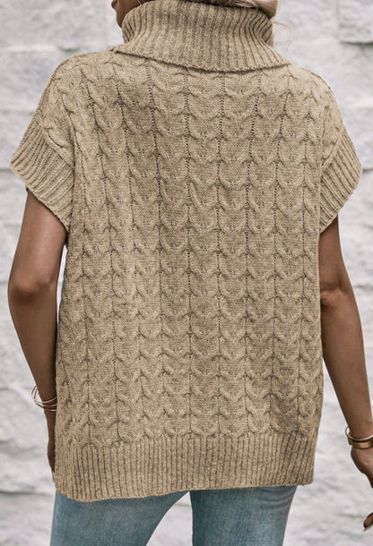 Sleeveless Batwing Turtleneck Sweater