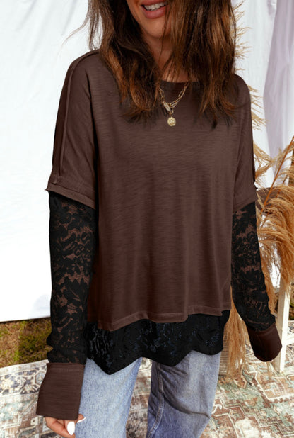 The Midnight Mocha Lace Top