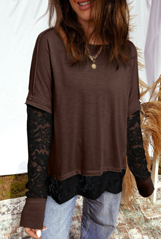 The Midnight Mocha Lace Top