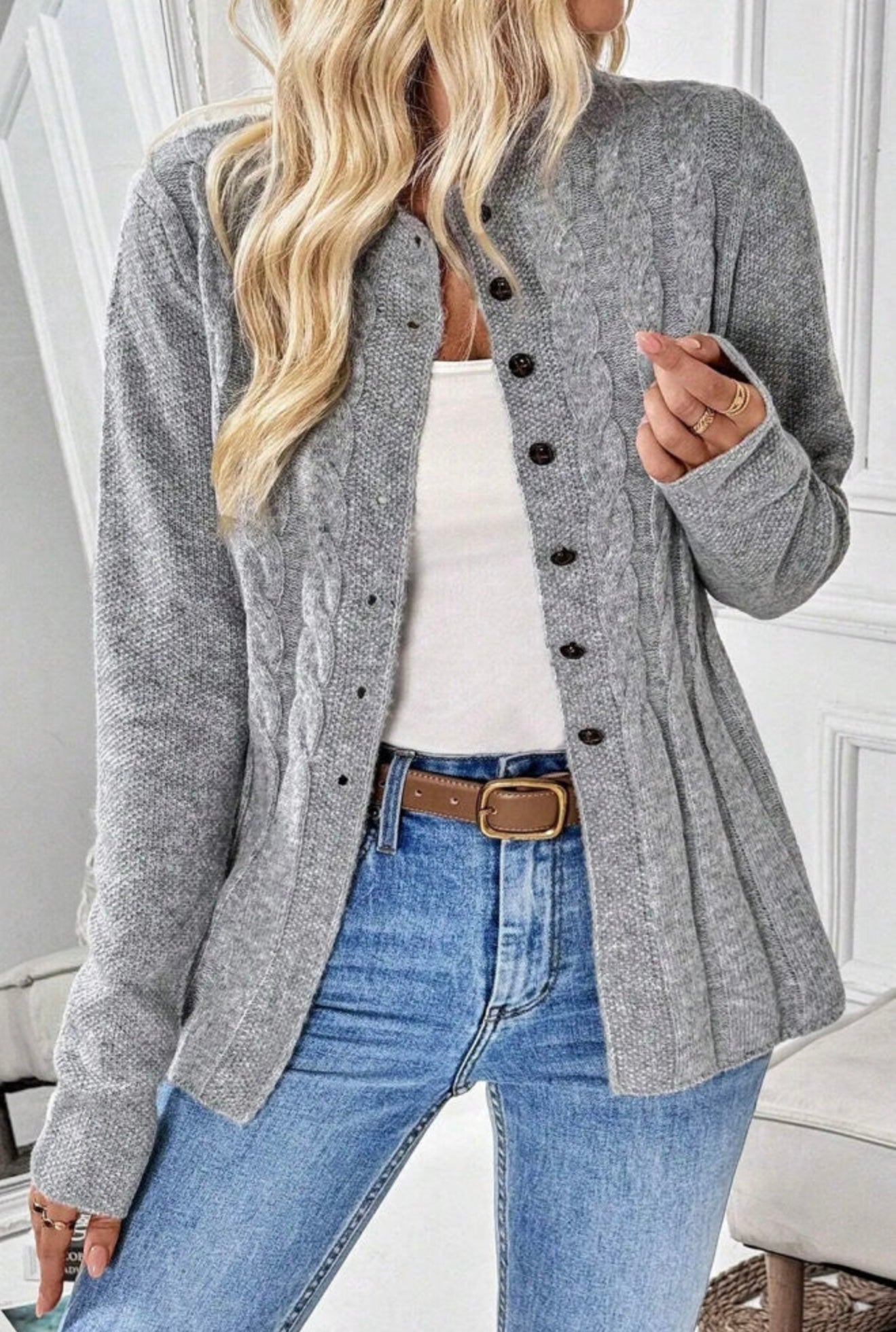 The London Fog Cable Knit Cardigan