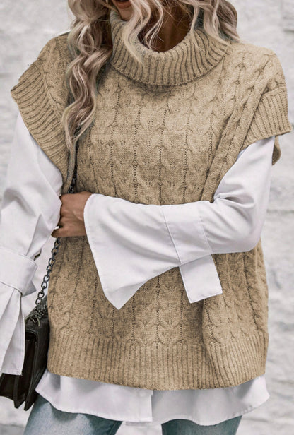 Sleeveless Batwing Turtleneck Sweater