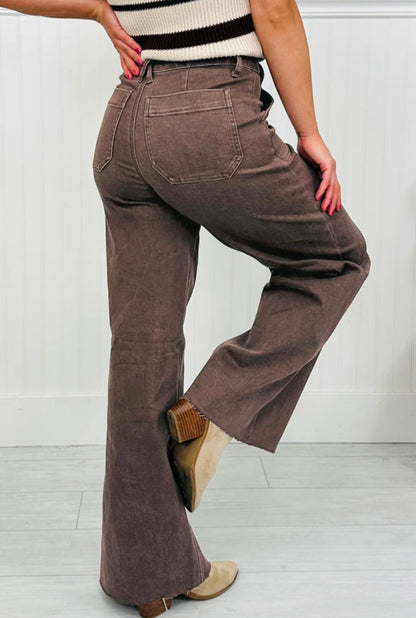 Mocha Cord Dream Wide-Leg Pants