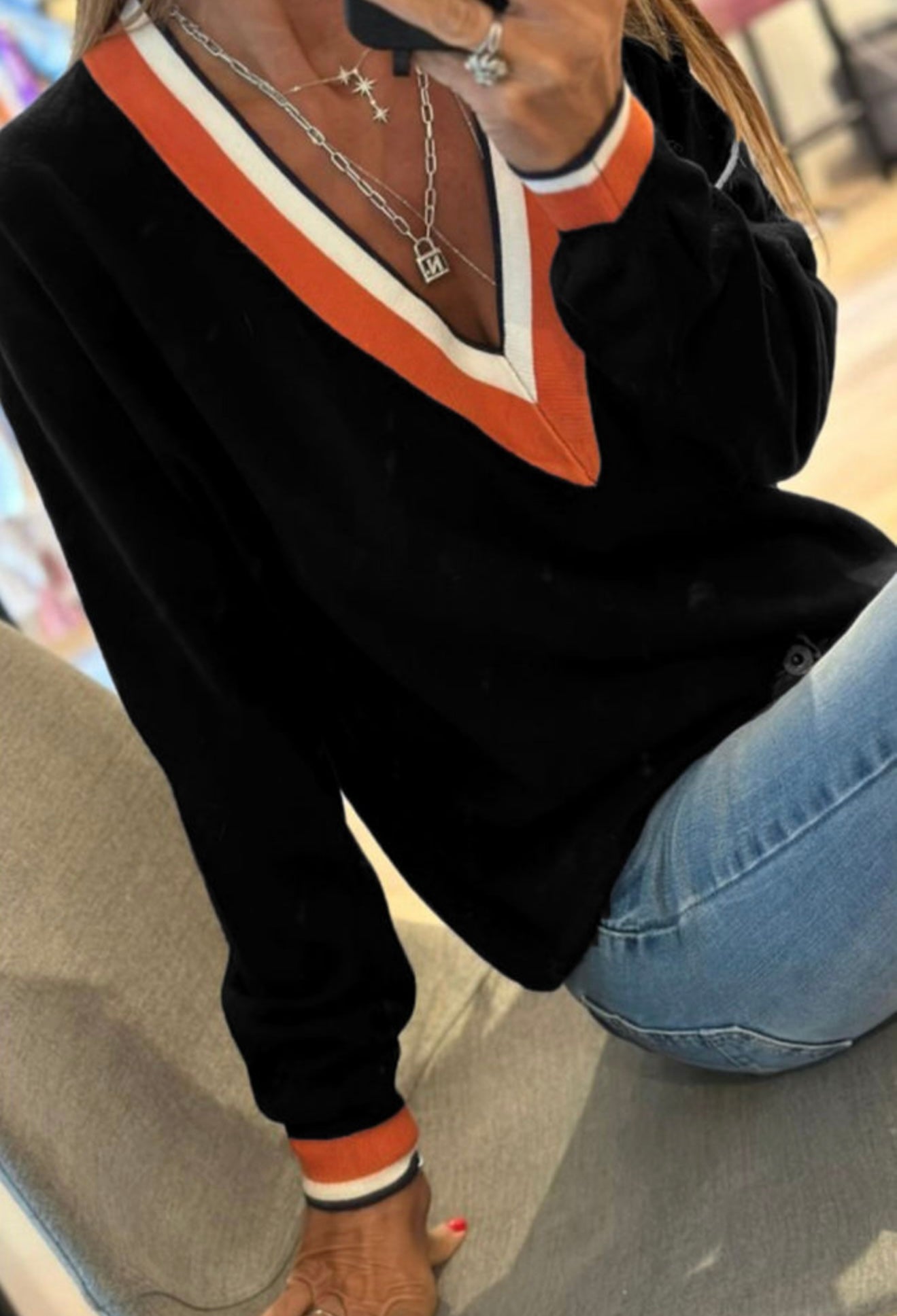 V-Neck Varsity Sweater