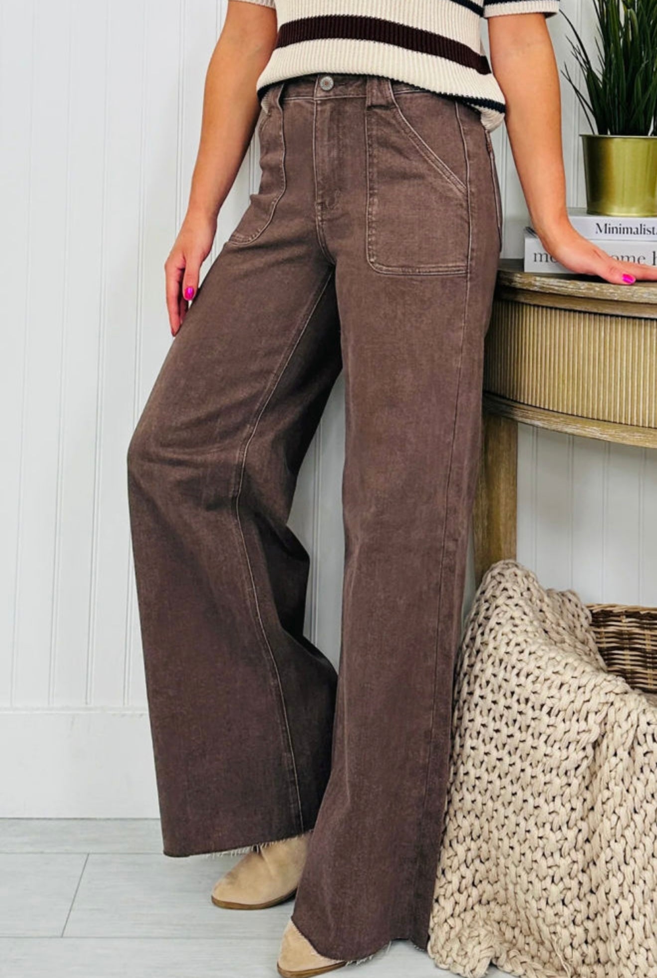 Mocha Cord Dream Wide-Leg Pants