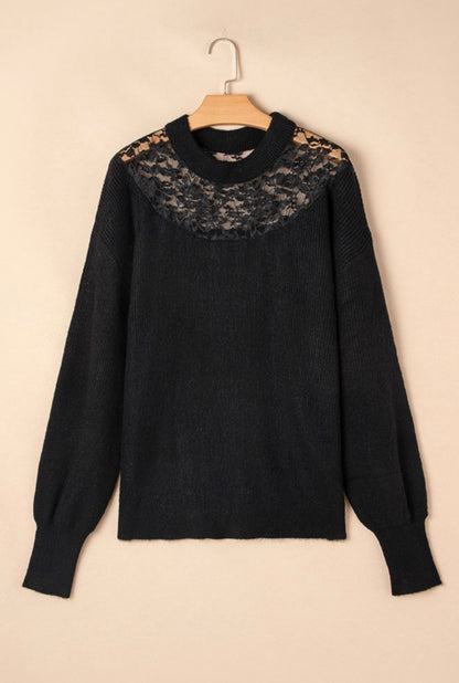 Midnight Lace Detail Knit Sweater