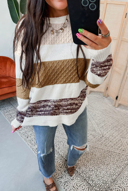 Caramel Mix-Knit Sweater