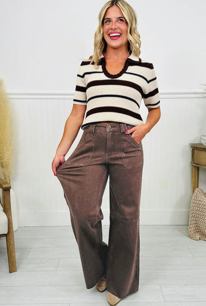 Mocha Cord Dream Wide-Leg Pants
