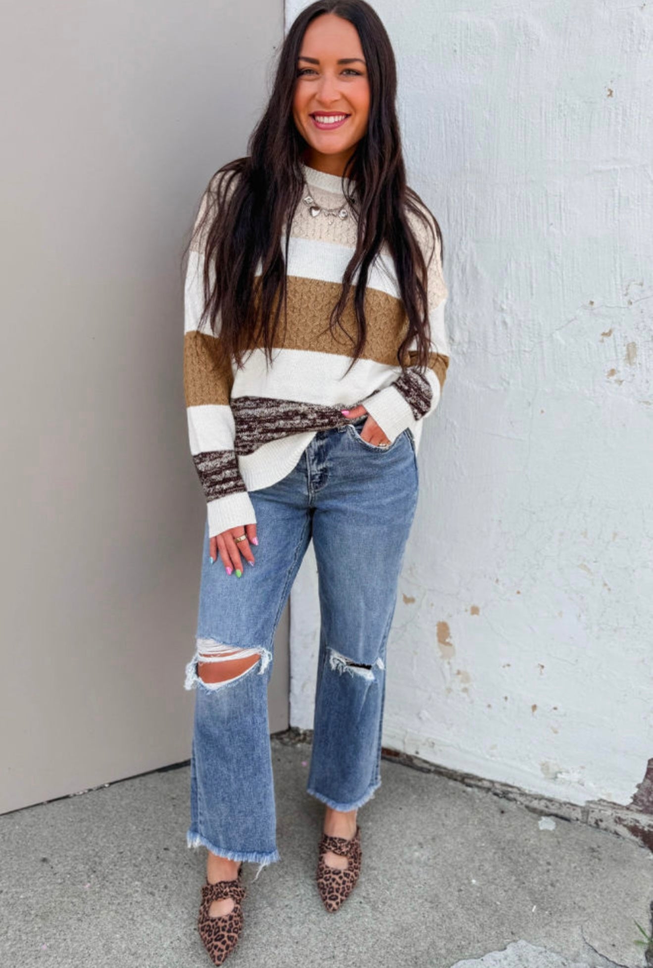 Caramel Mix-Knit Sweater