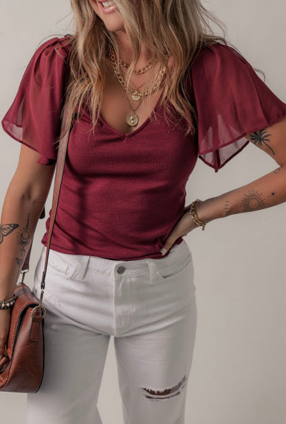The Scarlett Flutter Sleeve Top