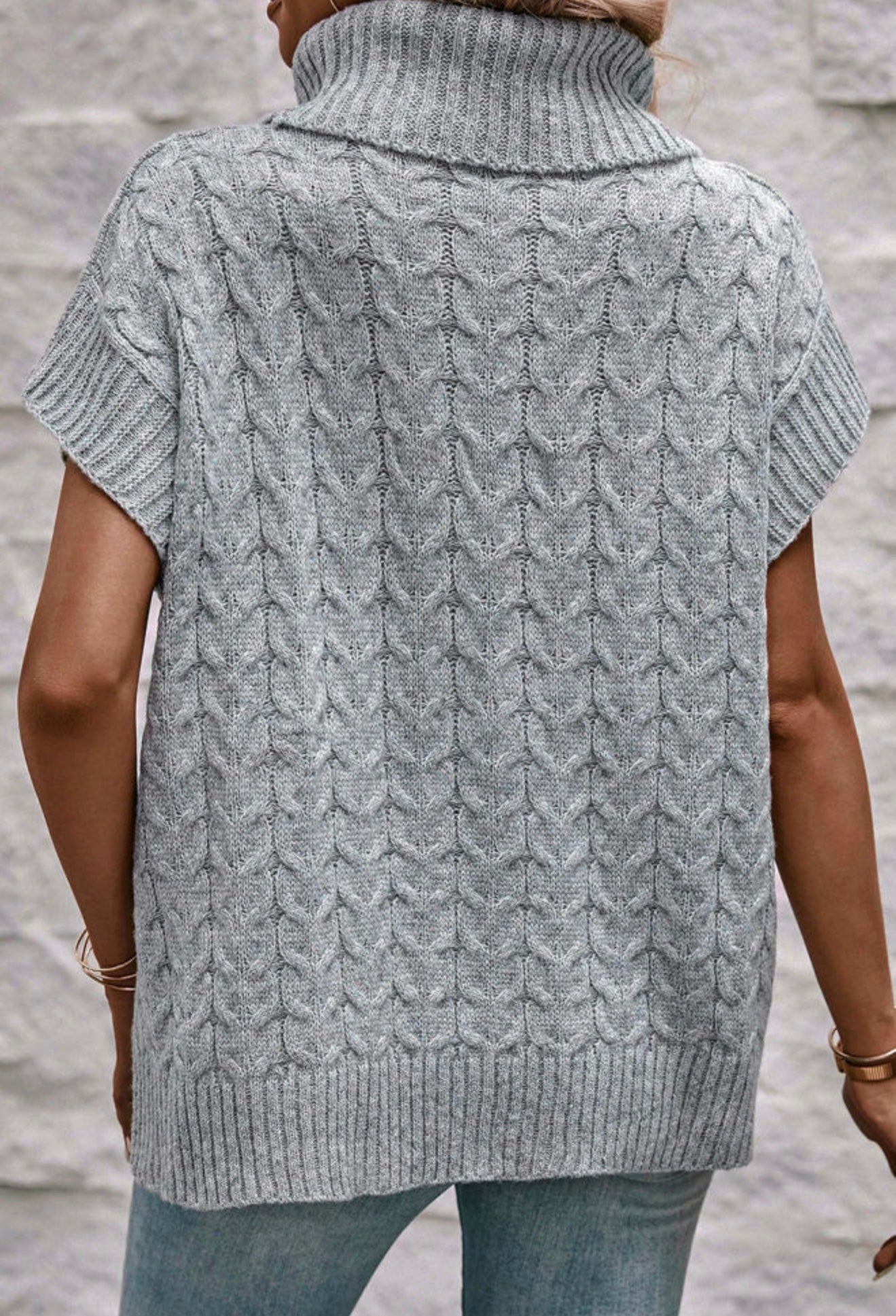 Sleeveless Batwing Turtleneck Sweater