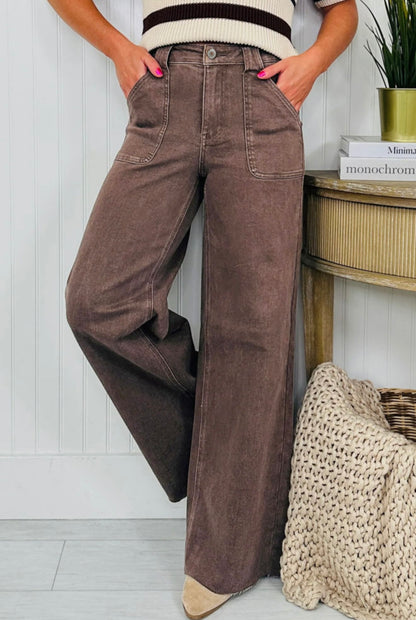 Mocha Cord Dream Wide-Leg Pants