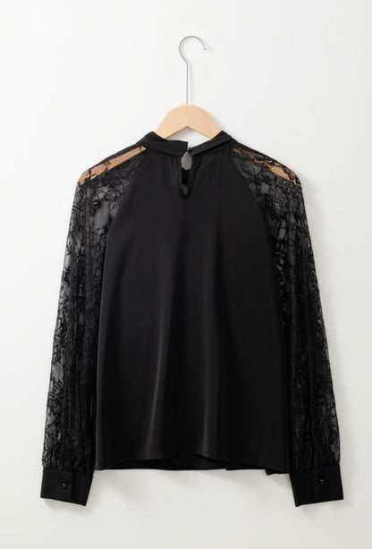 Midnight Lace Keyhole Blouse