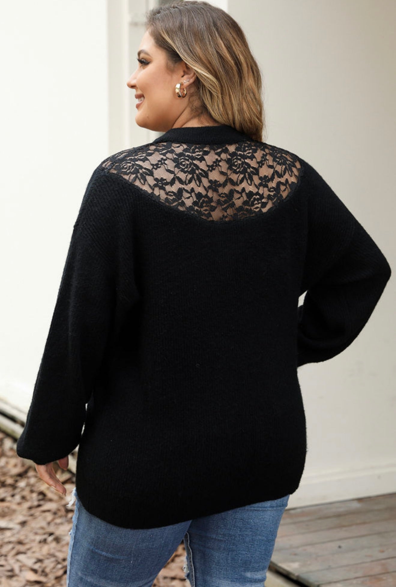 Midnight Lace Detail Knit Sweater