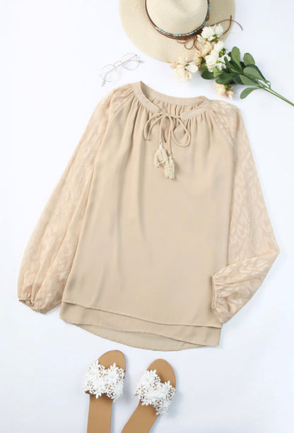 Blush Breeze Chiffon Sleeve Blouse