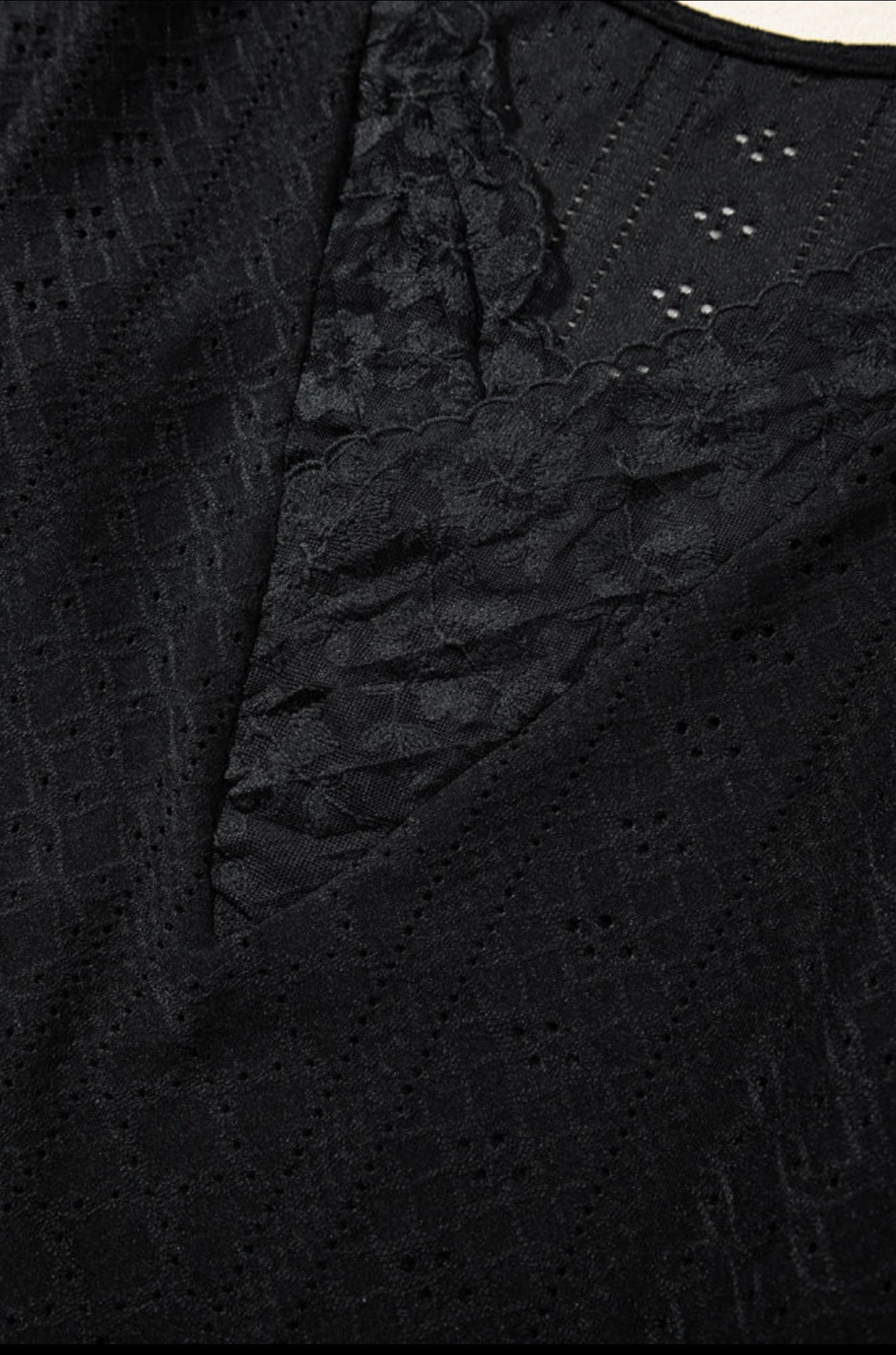 Black Quilted Lace Back