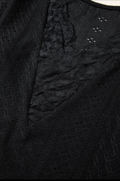 Black Quilted Lace Back