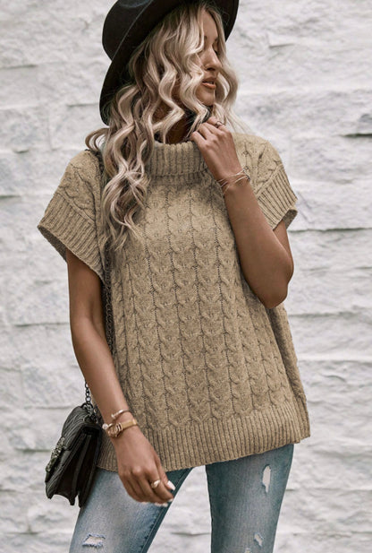 Sleeveless Batwing Turtleneck Sweater
