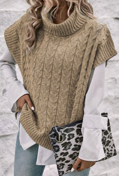 Sleeveless Batwing Turtleneck Sweater