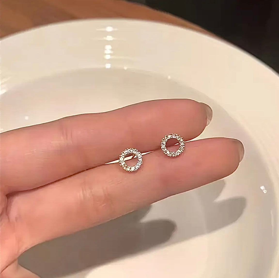 Luna Halo Alloy Stud Earrings