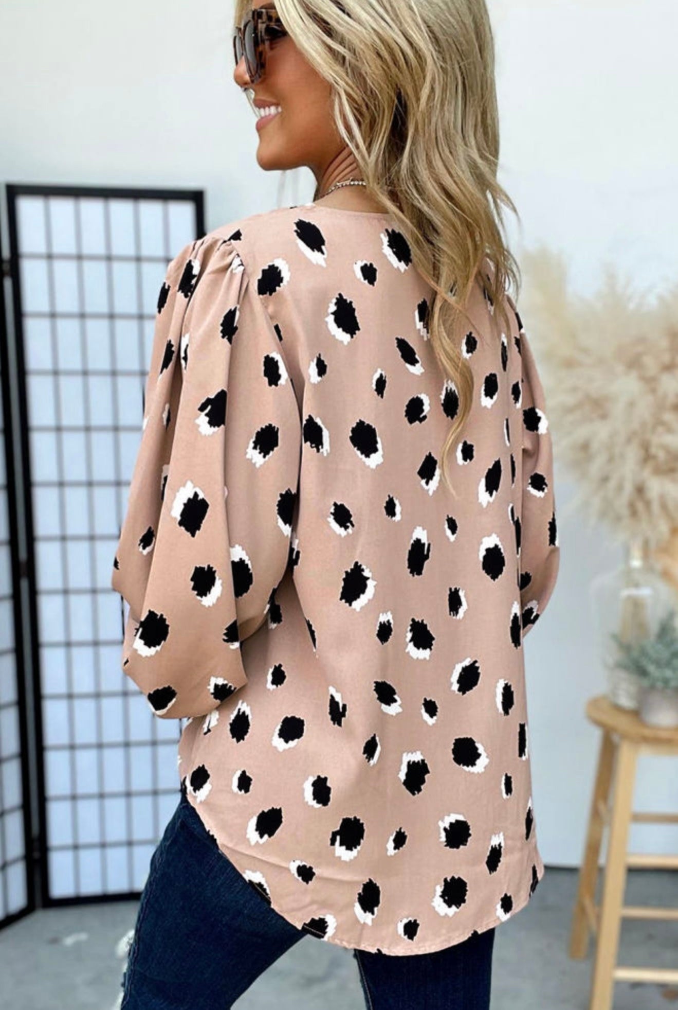 Blush & Bold Spot Print Blouse