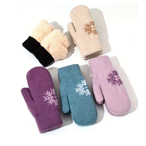 Snowflake Cozy Knit Mittens