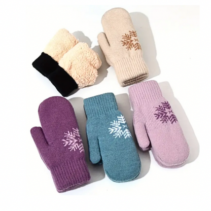 Snowflake Cozy Knit Mittens
