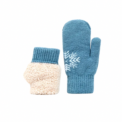 Snowflake Cozy Knit Mittens